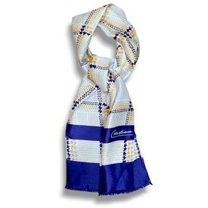 Vintage Christian Paris Silk Scarf | Neutral Abstract Fringe